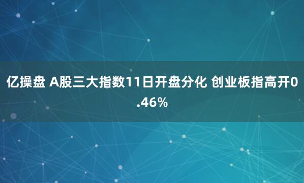 亿操盘 A股三大指数11日开盘分化 创业板指高开0.46%