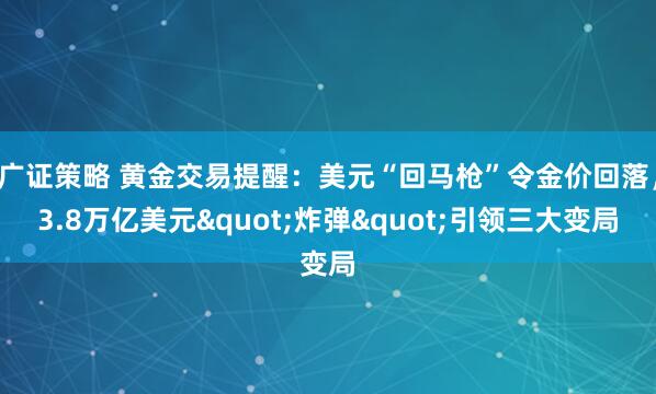 广证策略 黄金交易提醒：美元“回马枪”令金价回落，3.8万亿美元"炸弹"引领三大变局