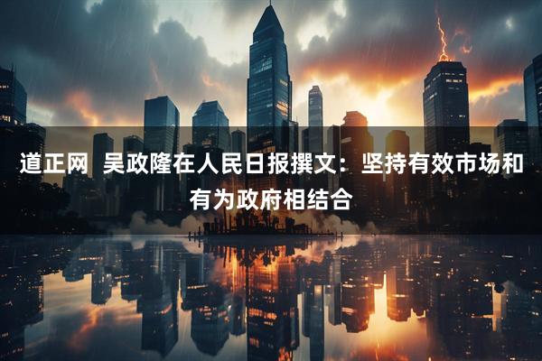 道正网  吴政隆在人民日报撰文：坚持有效市场和有为政府相结合